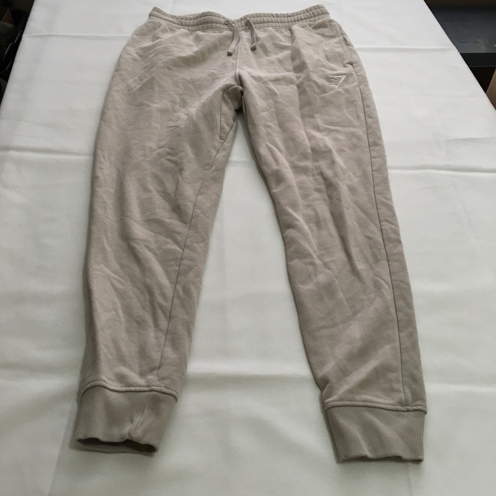 Gymshark Joggers Mens Medium Beige Logo Drawstring Sweatpants